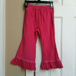 Beaux et belles hot pink cord wide ruffle pants 4